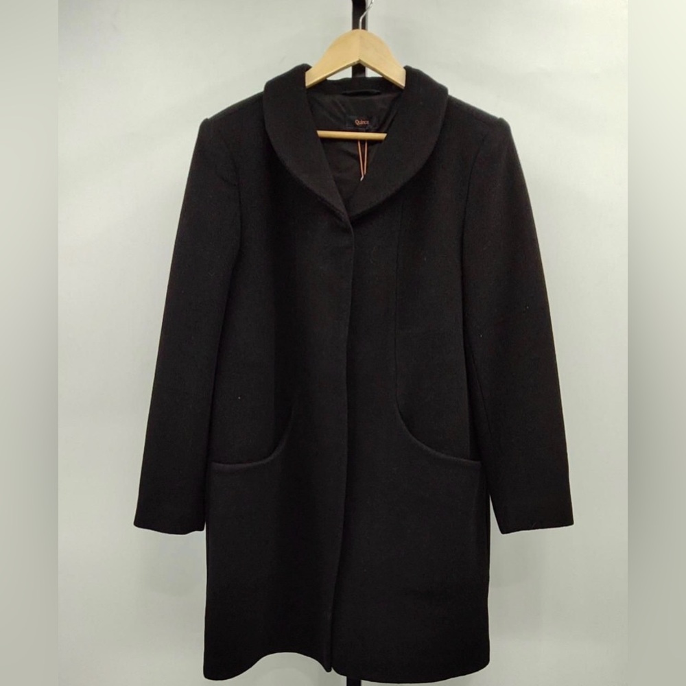 Quince Black Wool Blend Collar Coat
